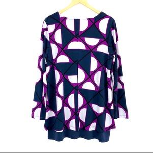 ALFANI Geometric Layered Career Blouse Navy 0X